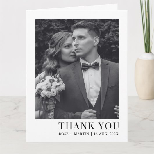 モダンミニマ結婚リストの写真サンキューカード サンキューカード (正面)