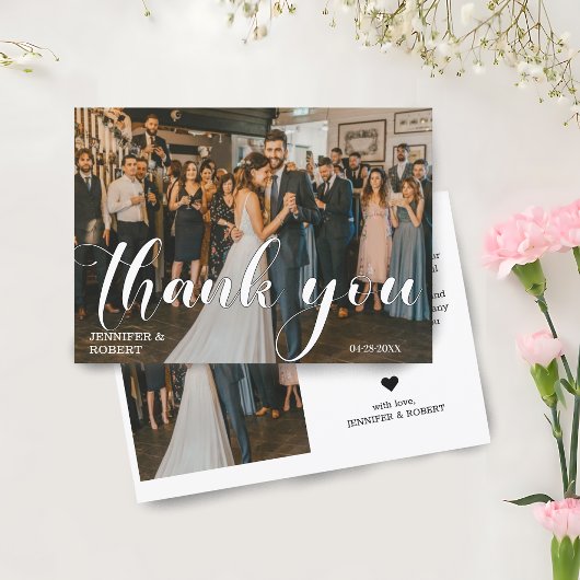 モダンミニマ結婚リストの写真サンキューカード サンキューカード