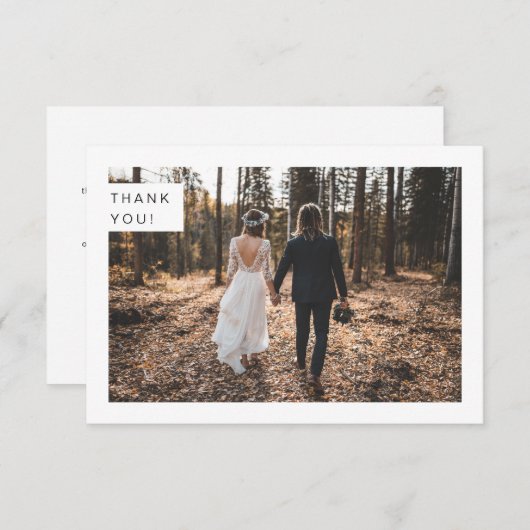 モダンミニマ結婚リストの写真サンキューカード サンキューカード (正面/裏面)