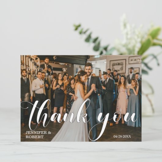 モダンミニマ結婚リストの写真サンキューカード サンキューカード (スタンド正面)