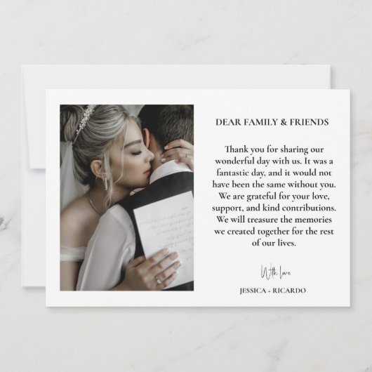 モダンミニマ結婚リストの写真サンキューカード 招待状 (裏面)