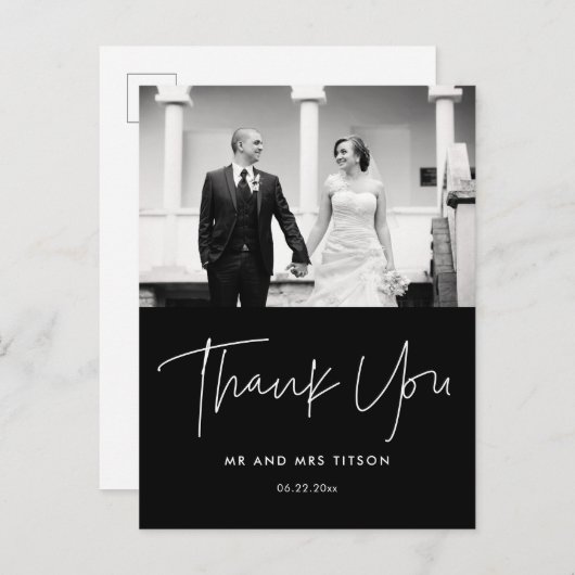 モダンミニマ結婚リストの写真感謝していはあなた ポストカード (正面/裏面)