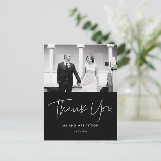 モダンミニマ結婚リストの写真感謝していはあなた ポストカード (スタンド正面)