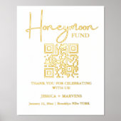 モダンミニマ結婚リストの新婚旅行ファンドQRコード 箔ポスター (正面)