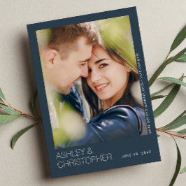 モダンミニマ結婚リストの最新の写真カード セーブザデート