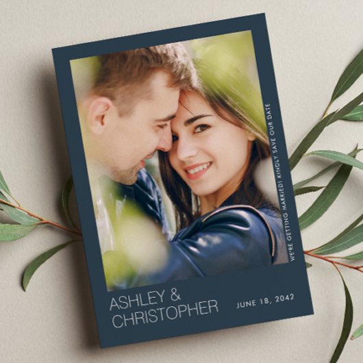 モダンミニマ結婚リストの最新の写真カード セーブザデート