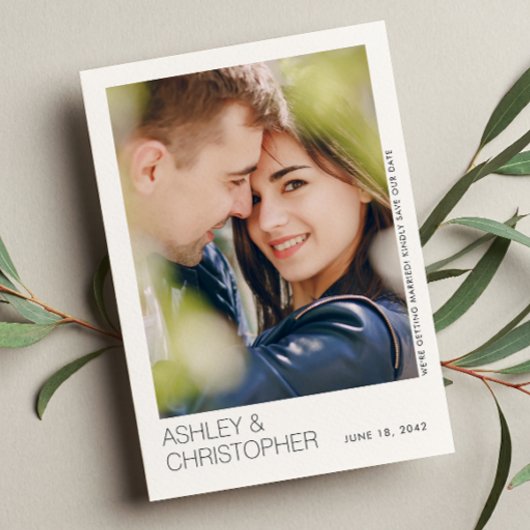 モダンミニマ結婚リストの最新の写真カード セーブザデート