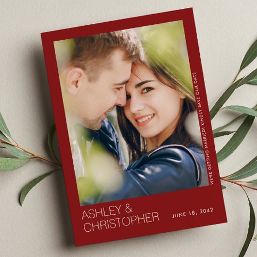 モダンミニマ結婚リストの最新の写真カード セーブザデート