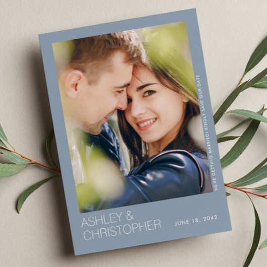 モダンミニマ結婚リストの最新の写真カード セーブザデート