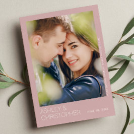 モダンミニマ結婚リストの最新の写真カード セーブザデート