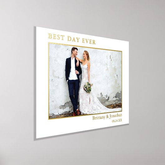 モダンミニマ結婚リストの最高の写真デイエバー金ゴールド 箔ポスター (レイダウン)