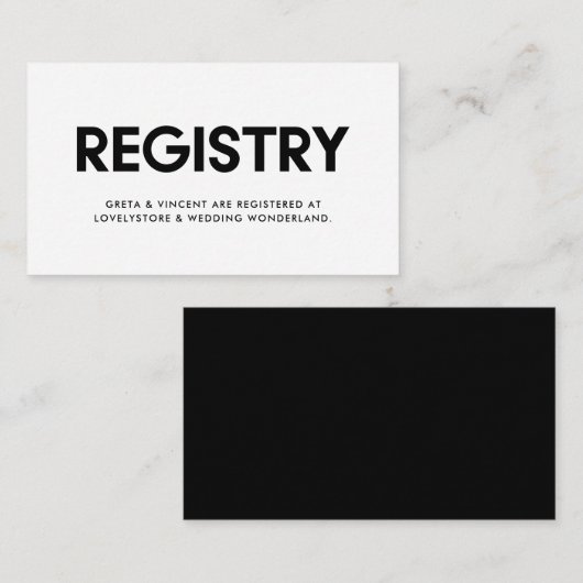 モダンミニマ結婚リストの登録カード エンクロージャーカード (正面/裏面)