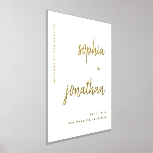 モダンミニマ結婚リストの金ゴールド 箔ポスター (レイダウン)