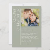 モダンミニマ結婚リストのSage Green写真 招待状 (正面)