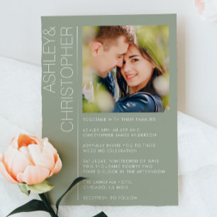 モダンミニマ結婚リストのSage Green写真 招待状