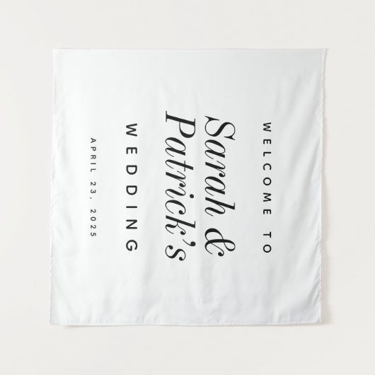 モダンミニマ結婚リスト歓迎サイン タペストリー (正面(横))