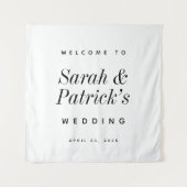 モダンミニマ結婚リスト歓迎サイン タペストリー (正面)