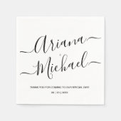 モダンミニマ結婚リスト白黒パーソナライズされた スタンダードカクテルナプキン (正面)