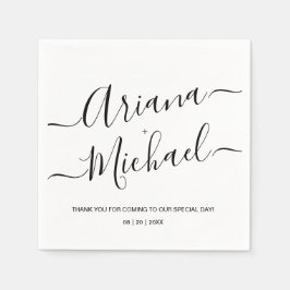 モダンミニマ結婚リスト白黒パーソナライズされた スタンダードカクテルナプキン