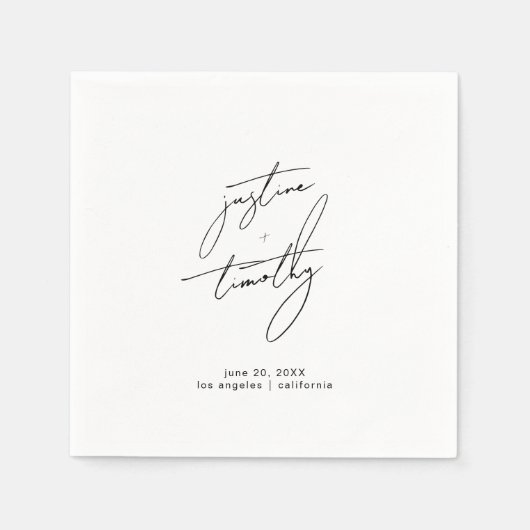 モダンミニマ結婚リスト スタンダードカクテルナプキン (正面)