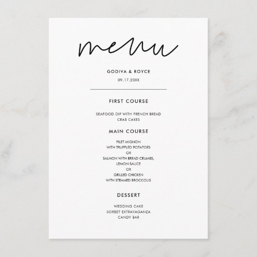 モダンミニマ結婚リスト メニュー (正面)