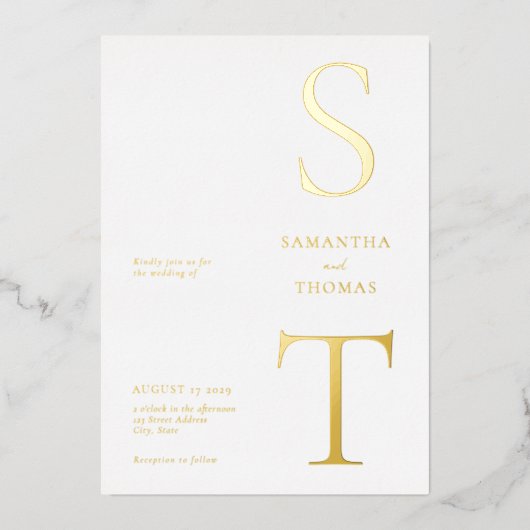 モダンミニマ結婚リスト 箔招待状 (正面)