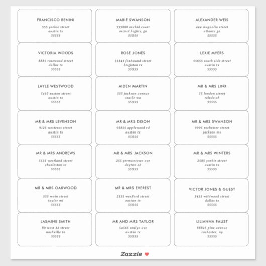 モダンミニマ結婚リズムのゲスト住所 シール (シート)