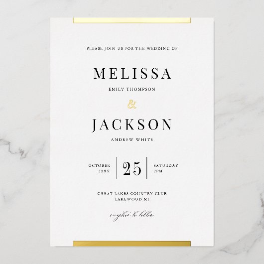 モダンミニマ結婚リズム 箔招待状 (正面)