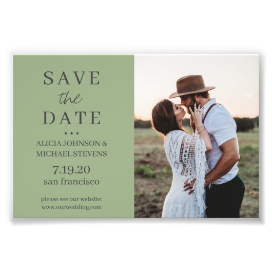 モダンミニマ結婚ル写真救セージの日付 フォトプリント            (正面)