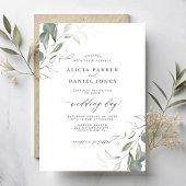 モダンミニマ結婚ル緑の葉 招待状