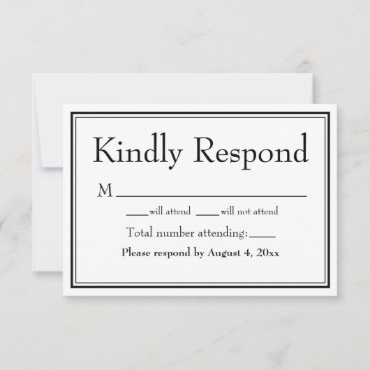 モダンミニマ縁どリRSVPカード（白黒） サンキューカード (正面)