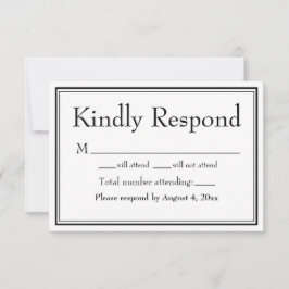 モダンミニマ縁どリRSVPカード(白黒) サンキューカード