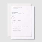 モダンミニマ縁ど結婚ライン ベラム紙招待状 (オフセット)