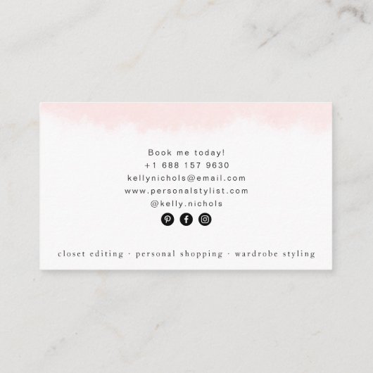 モダンミニマ芸術的リスト珊瑚水色トレンディー 名刺 (裏面)