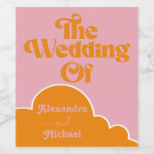 モダンミニマ鮮やかリストのオレンジとピ結婚ンク ワインラベル (シングルラベル)