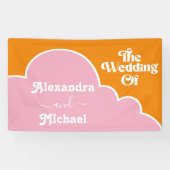 モダンミニマ鮮やかリストのオレンジとピ結婚ンク 横断幕 (横)