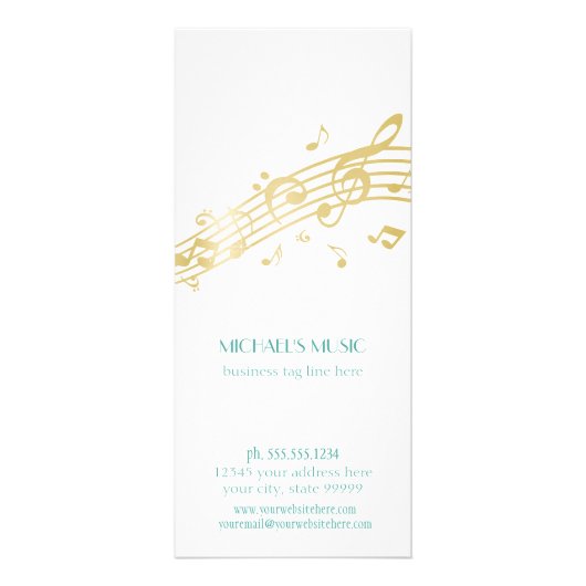 モダンミュージカルビジネスブランディング金ゴールド音楽ノート ラックカード (正面)
