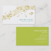 モダンミュージカルビジネスブランディング金ゴールド音楽ノート 名刺 (正面/裏面)