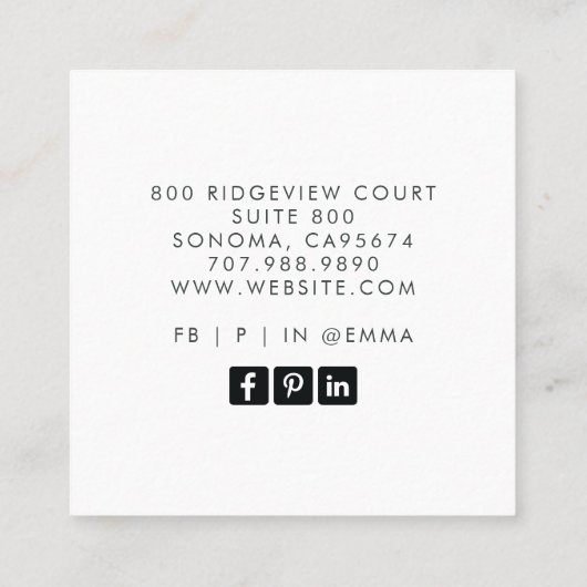 モダンメイクアップアーティスグランジトBlue Grayテクスチャ スクエア名刺 (裏面)