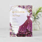 モダンメイブと金ゴールドフローラ長フォーマルドレス 招待状 (スタンド正面)