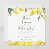 モダンメイン絞り水カラーレモンブライダルシャワー 招待状 (正面)