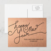 モダンメイヴハッピーニューイヤータイポグラフィ企業の シーズンポストカード (正面/裏面)