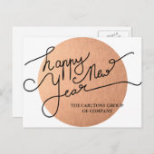 モダンメイヴハッピーニューイヤータイポグラフィ企業の シーズンポストカード (正面/裏面)