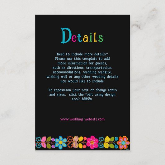 モダンメキシカンウェディングの詳細案内カード エンクロージャーカード (正面)