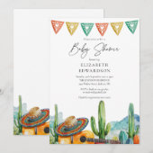 モダンメキシカンフィエスタ水彩ベイビーシャワー 招待状 (正面/裏面)