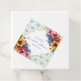 モダンメディテレーニアンブルータイル ブライダルシャワー フェイバータグ