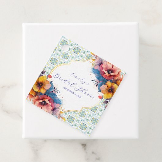 モダンメディテレーニアンブルータイル ブライダルシャワー フェイバータグ (インサイチュ)