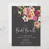モダンメドエレガントフローラブラックブライダルブランチ 招待状 (正面)