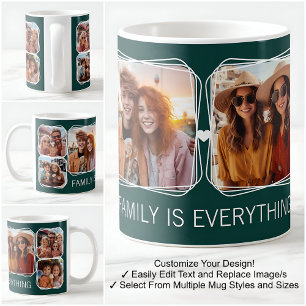 モダンメモリー6枚フォトコラージュテンプレート グリーンC21 コーヒーマグカップ