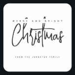 モダンメリーとBright Christmasシンプル Script スクエアシール<br><div class="desc">モダンメリーとBright Christmasシンプル Script</div>